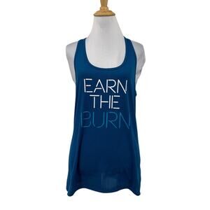 Nike Tank Top Womens S Small Blue Dri Fit Legend Earn The Burn Graphic Racerback